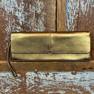 Alfani Vintage Leather Metallic Bronze Clutch